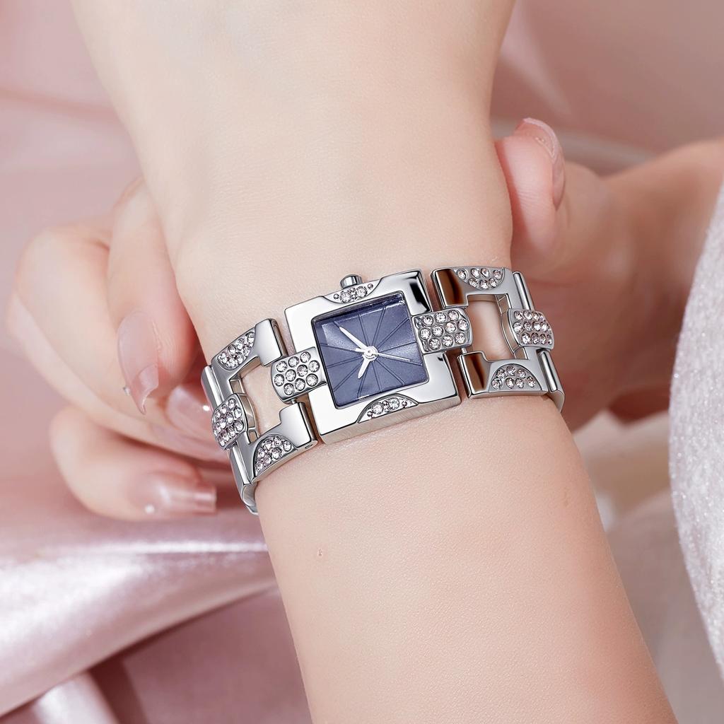 New Fashion Luxury Woman Crystal Watch Women Square Stainless Steel Quartz Wrist Watches Ladies Top Bracelet Watches Reloj Mujer