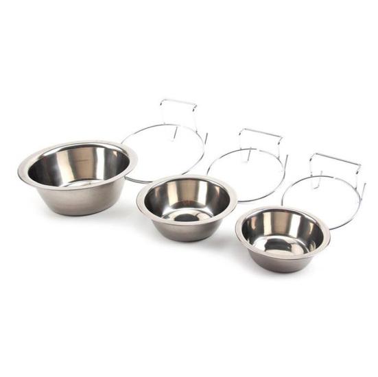 Puntos Pet Stainless Steel Dog Bowl Cage Crate Hanging Food Dish Water Feeder with Hook