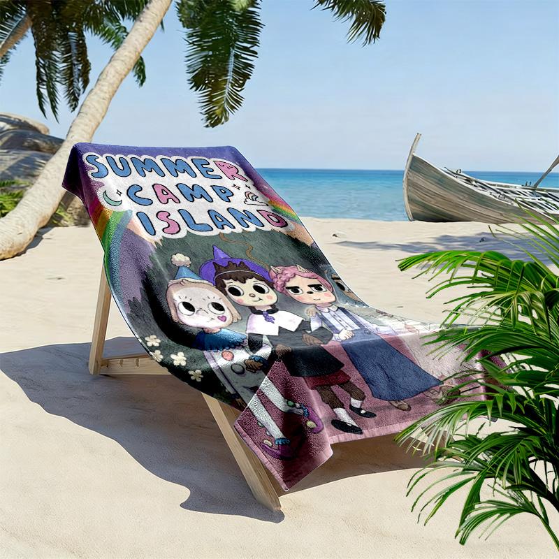 Summer Camp Island cartoon 2D Flat Print Beach Towel, Large Soft Quick Dry Towel for Beach Camping SwimmingXSTJ0915530