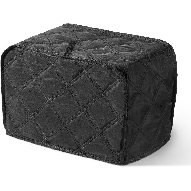 Toaster Cover 2 Slice, Quilted Polyester Toaster Cover For Bread Maker, Universal Size 11.8 x7.3 x7.7 (30x18.5x19.5cm), Black Dust And Fingerprint