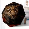 Leopardrosor Tema Automatiskt Öppna/Stäng Paraply, Portabelt 3-delat Kompakt Paraply för Män & Kvinnor, Alla hjärtans dag Mors dag Gåva0725064