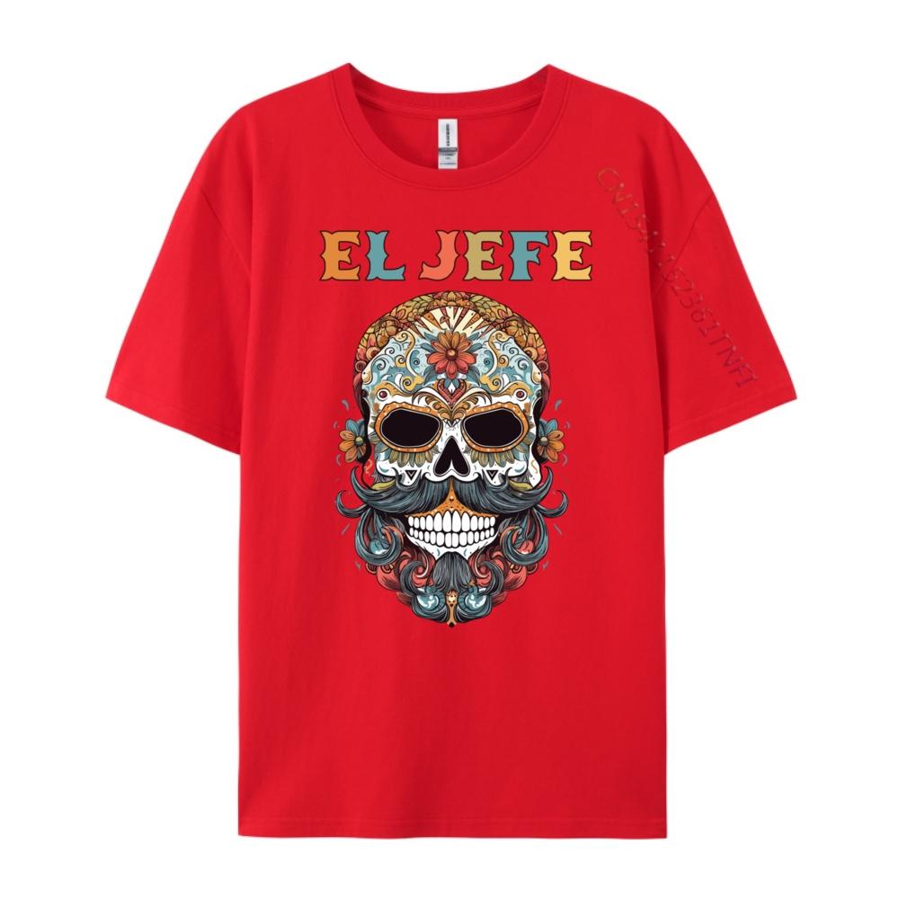 El Jefe Skull Mexican Spanish Dia De Los Muertos T Shirts For Men Women Men Clothes Thanksgiving Casual