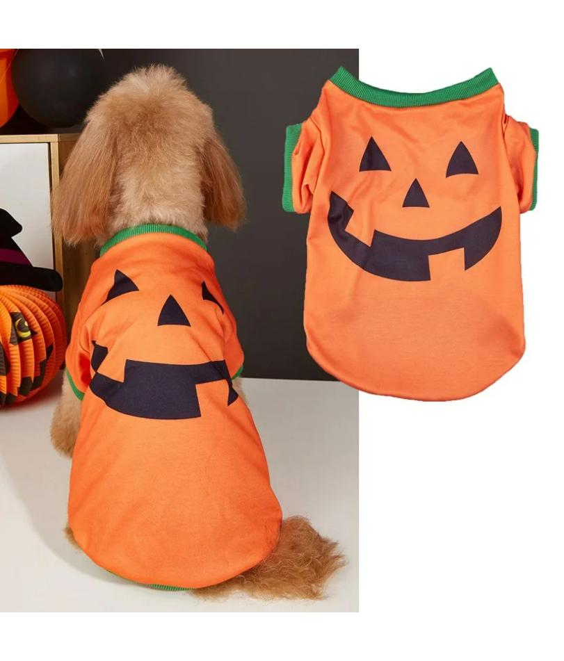 Halloween Pet Clothing Thin Cat Dog Holiday Costume Pumpkin Skull Teddy Funny T-Shirt