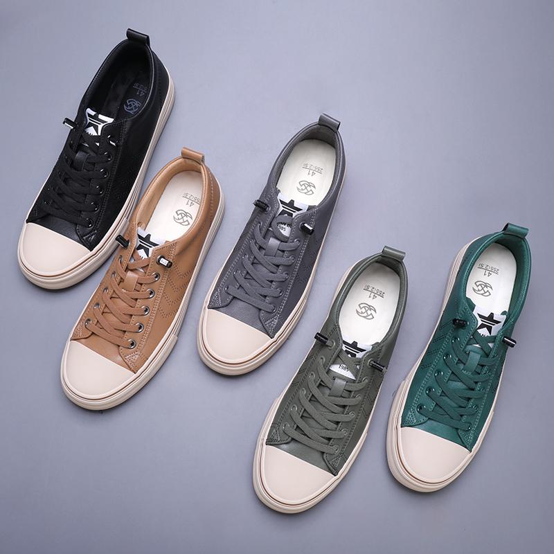 Fashion New Fashion Mens Casual Shoes Youth Teenage Leather Footwear for Men Lace-up Male Casual Sneakers Versatile Male Vulcanize Shoes