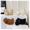 Womens Fashion Solid Color Corduroy Underarm Bag with Coin Purse Pouches Shoulder Crossbody Bag for Shopping Dating Work