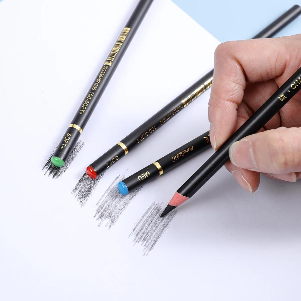 6PCS Professional Charcoal Pencils Set Drawing Soft Medium Hard and 2B Charcoal Pencils for Drawing, Sketching, Shading