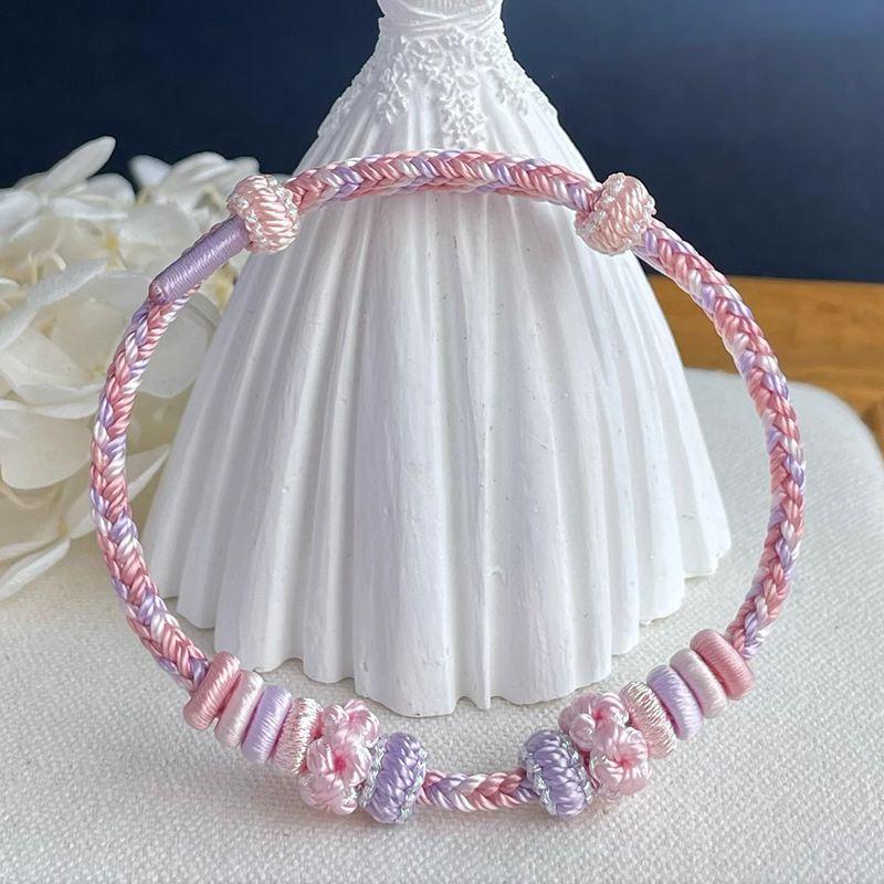 Hand-Woven Peach Blossom Carrying Strap Wearable Gold Lucky Beads Braided Rope Semi-Finished DIY Lucky Red Rope Bracelet for Women