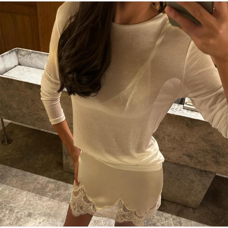 Lace Stitching Short Skirt Ladies Solid Color Short Skirt White Pink Optional All-match Short Skirt That Can Be Worn In All Seasons