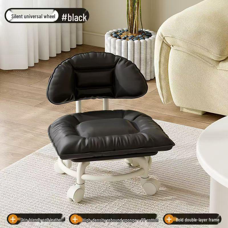 Soft Upholstered Baby Walking Stool with Silent Universal Wheels