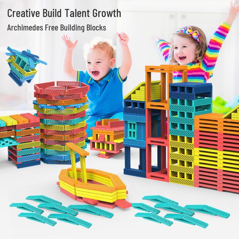 Akiki Creative Educational Building Blocks Set for Kids - Rice Hole Sticks for Stacking and Construction Play