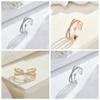 Elegant Zircon Crossed Rings Luxury Plain Ring Exquisite Crystal Finger Rings  For Girls