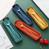 Portable Wheat Straw Cutlery Set: Knife, Fork, Spoon, Chopsticks, and Storage Box for Outdoor Travel
