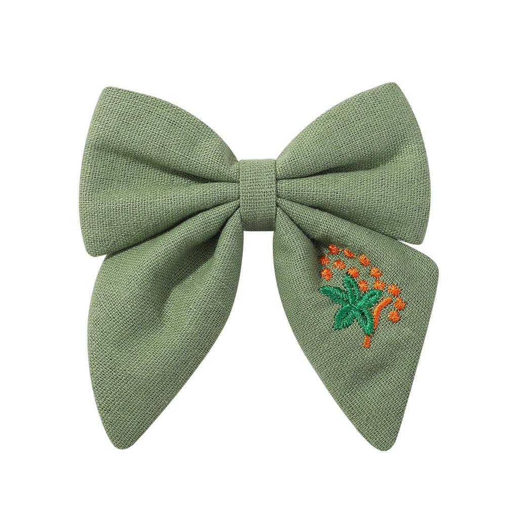 Flower Embroidery Bow Hair Clip Sweet Princess Girls Hair Clips Handmade Ribbon Bangs Hairpin Cute Bowknot Barrettes Headwear