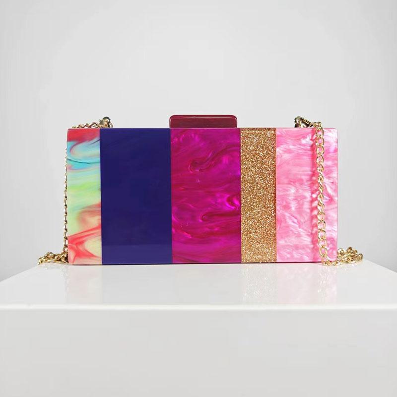 

Fashion Patchwork Acrylic Pearlescent Novel Marble Pattern New Clutch Bag Shoulder Crossbody Bag Luxury Brands Purses For Women 20.5X12X5CM