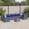 Vidaxl 8-Cz. Garden Lounge Set, Cushions, PE Rattan, Grey
