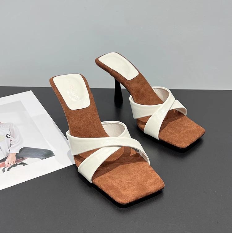 

Нишевые крестообразные крутые туфли-шлепанцы 2025 новый летний темпераментный наряд черные босоножки на высоком каблуке 39