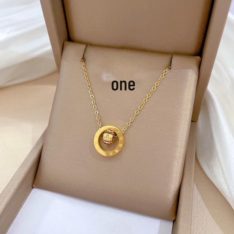 Full Titanium Steel Geometric Animal Minimalist Real Gold Necklace for Women - Collarbone Chain