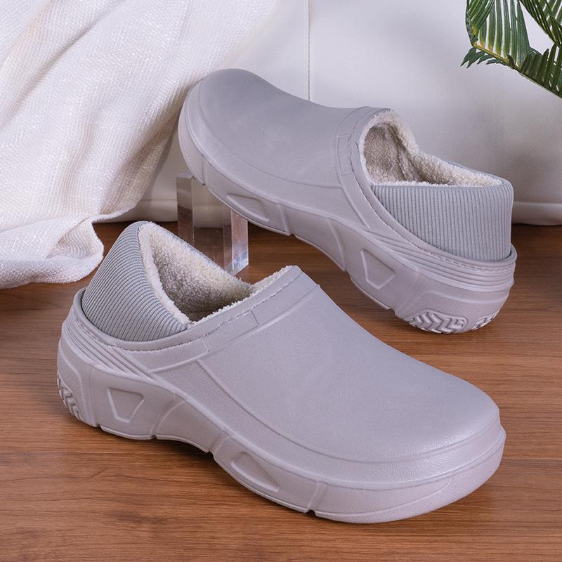 Men Cotton Slippers Winter Thickened Velvet Thick-Soled Heel Cotton Slippers Cold-Proof And Warm Casual Home Cotton Slippers