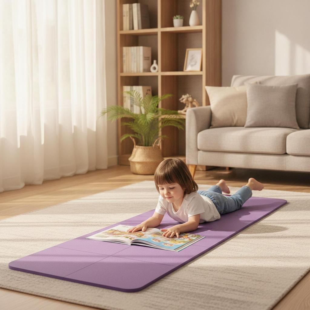 Foldable Fitness Mat Space-Saving with Carrying Bag Lightweight