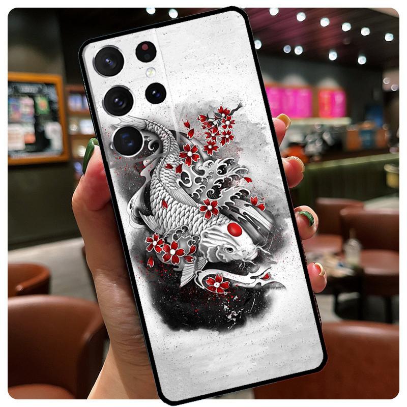 Japanese Koi Phone Case For Samsung Galaxy S25 Ultra S21 S22 S23 S24 Ultra S9 S10 Plus S24 S25 FE Cover