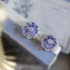 Sterling Tanzanite Flower Stud Earrings Women Hypoallergenic Daily Wear Elegant Minimalist Jewelry