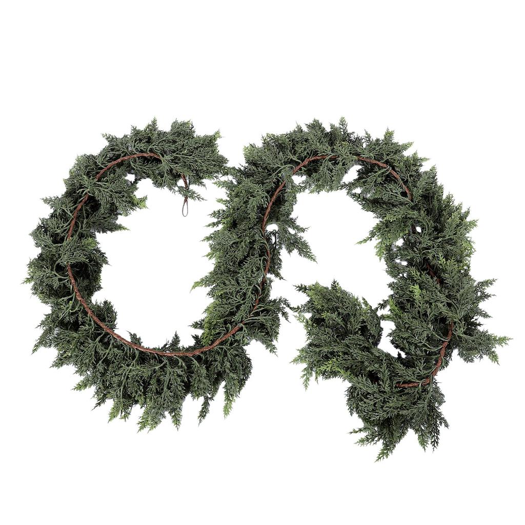 6FT Artificial Green Cedar Garland Xmas Faux Greenery Garland for Home Fireplace Mantle Indoor Outdoor Holiday Party
