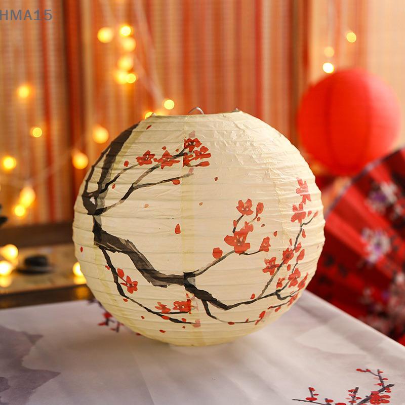 30/35cm Plum Blossom Round Paper Lantern Lamp Shade Chinese Antique Paper Lantern New Year Paper Lampshade Home Decor