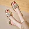 Fashion 2024 New Fashion Women Summer Flower Shoes Women Sandals Black Beige Gold Party Dress Wedding Big Size 35-40
