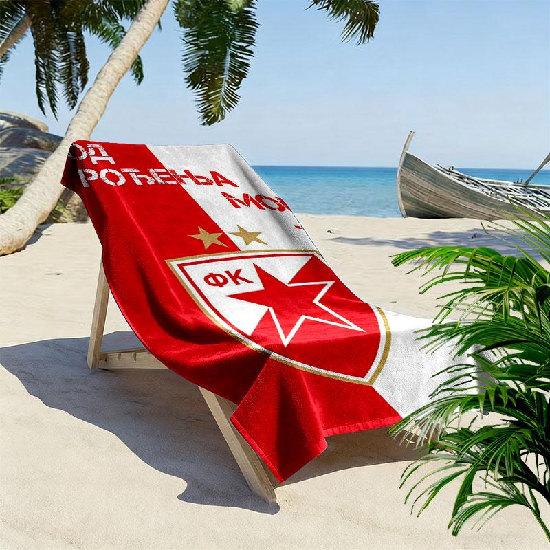 Crvena Zvezda logo Print Beach Towel, Large Soft Quick Dry Towel for Beach Camping Swimming