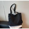 2025 spring and summer large-capacity canvas bag women's casual shoulder bag simple contrasting color versatile niche tote bag