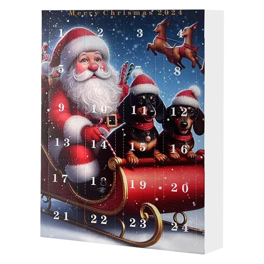 Jezevčíci Vánoční Adventní Kalendář 2024, 24 dní Jezevčíci Psí Adventní Kalendář Ozdoby na Vánoční Stromeček na Vánoční Dárky