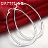 BAYTTLING 925 Sterling Silver Large Earrings For Women Fashion Simple Glossy Hoop Earrings Jewelry Accessories