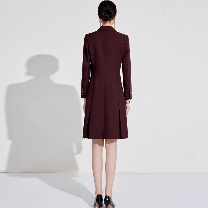 Ancola Women's Red Double-Breasted Midi Dress - Autumn 2025 Fashion for Elegant Commutes
