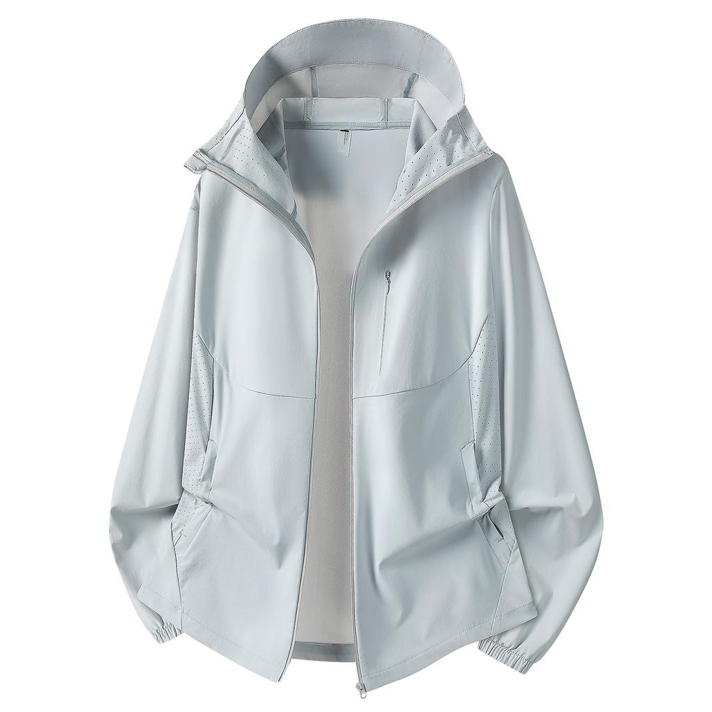 Summer new outdoor sunscreen clothes UPF10 + ice silk light and breathable hooded skin clothes group buying clothes