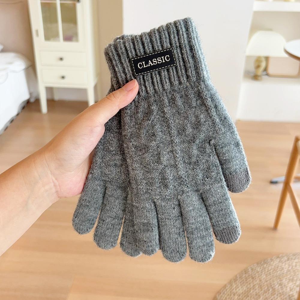 

Warm Knitted Gloves Windproof Winter Gloves Fashion Full Finger Gloves Outdoor серый