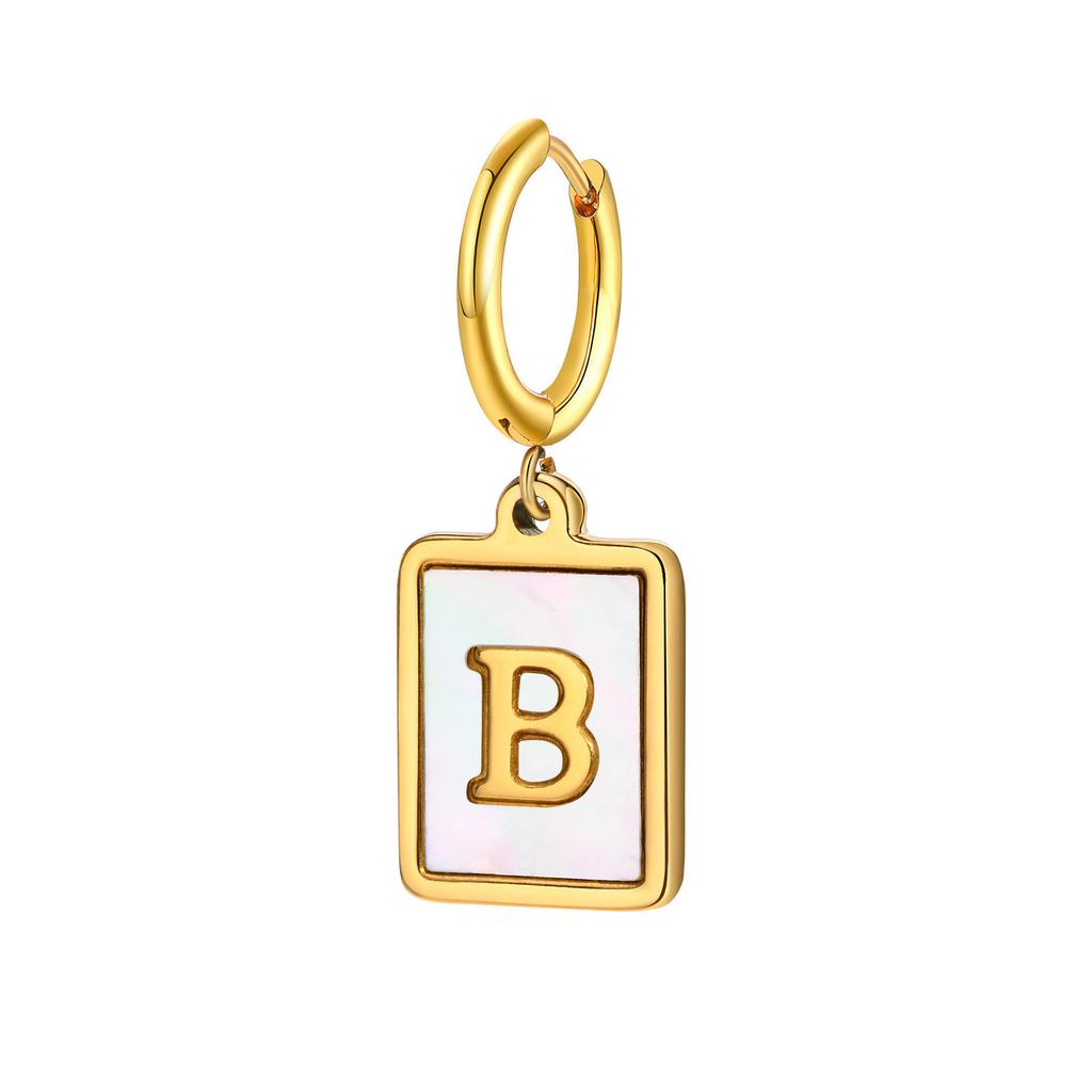 26 Letter Earrings Diy Stainless Steel Shell Letter C Earrings Gold Women'S Earrings, Jewelry Ed-637