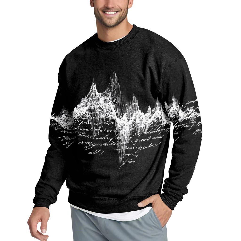 Men's Casual Fashion Printed Round Neck Pullover Sweatshirt