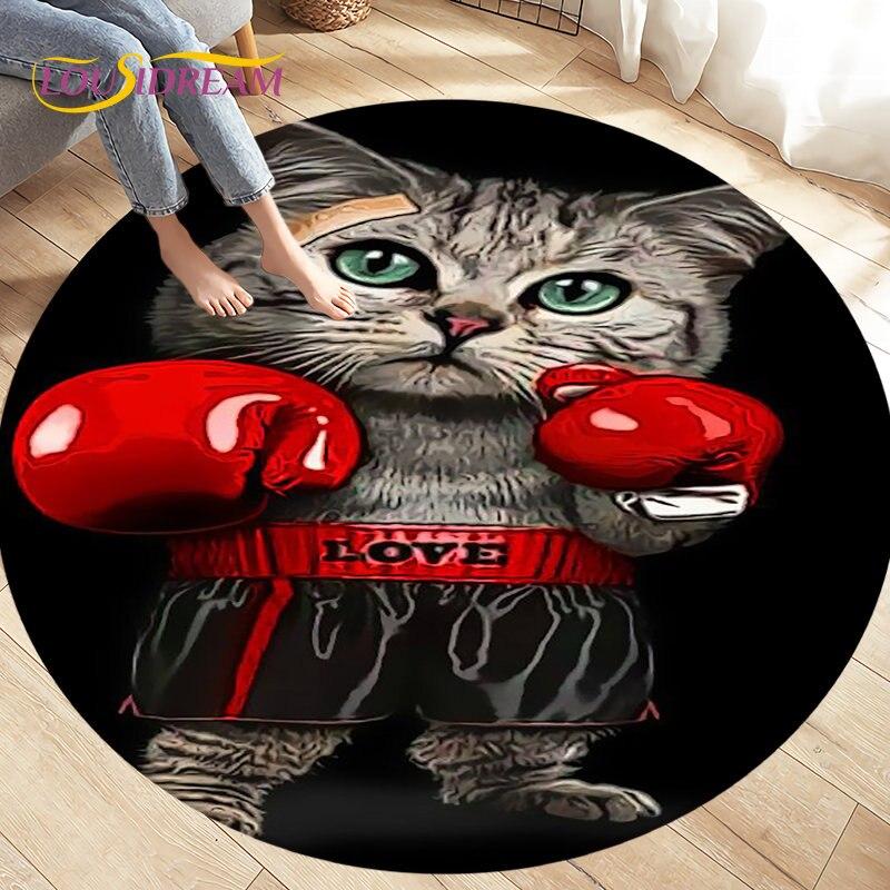3D Cartoon Cute Cat Area Rug,Round Carpet Rug for Living Room BedRoom Sofa Chair,Kids Play Crawl Soft Non-slip Floor Mat Gift