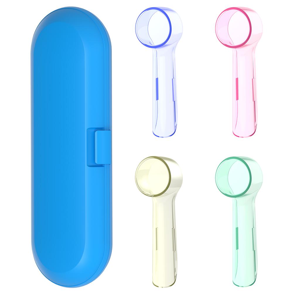 

Toothbrush Travel Box & 4 pk Replacement Brush Head Dustproof Covers Compatible with Oral B 1000 7000 7500 Electric Toothbrushes