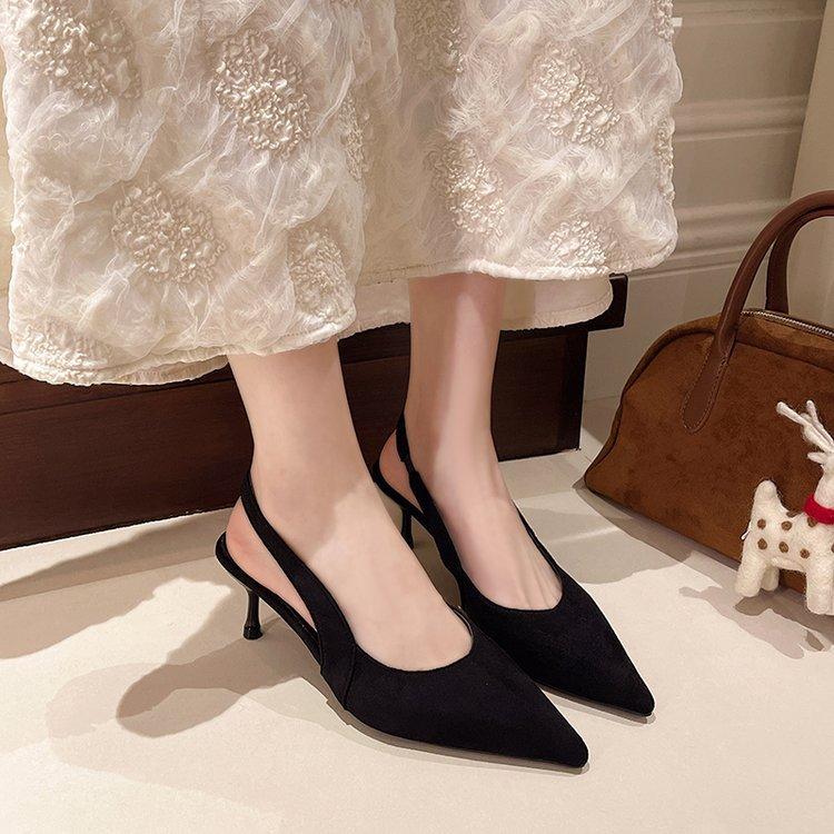 Niche Back Empty Pointed Single Shoes Shoes New Spring and Summer Temperament High Heel Bag Head Sandals Women