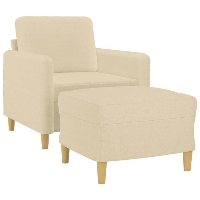 VidaXL Fauteuil avec repose-pied Crème 60 cm Tissu 3201186
