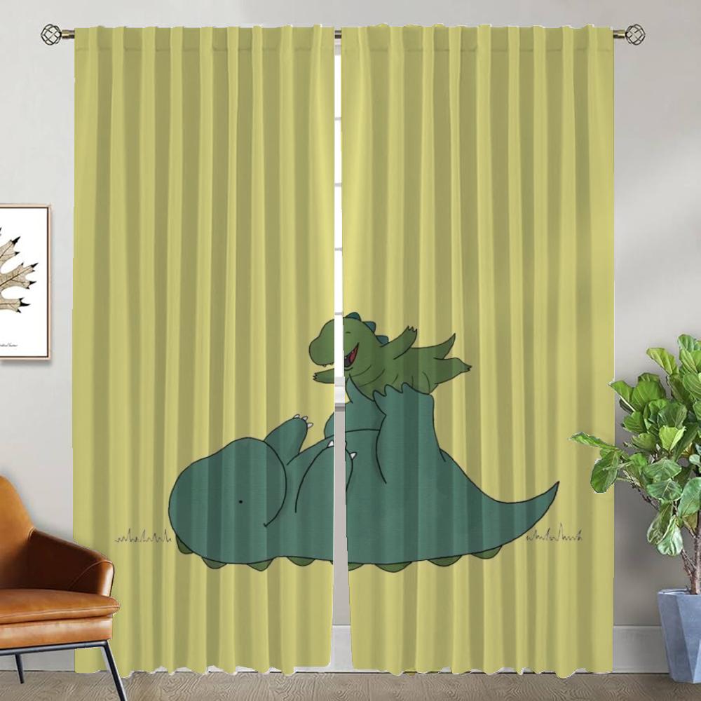 Anti-mosquito Curtains 2 Pieces Dinosaur Living Room Curtain Partition Home Interior Curtains for Camera Shades Kitchen Blackout