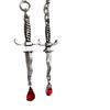Red Blood Dagger Drop Earrings