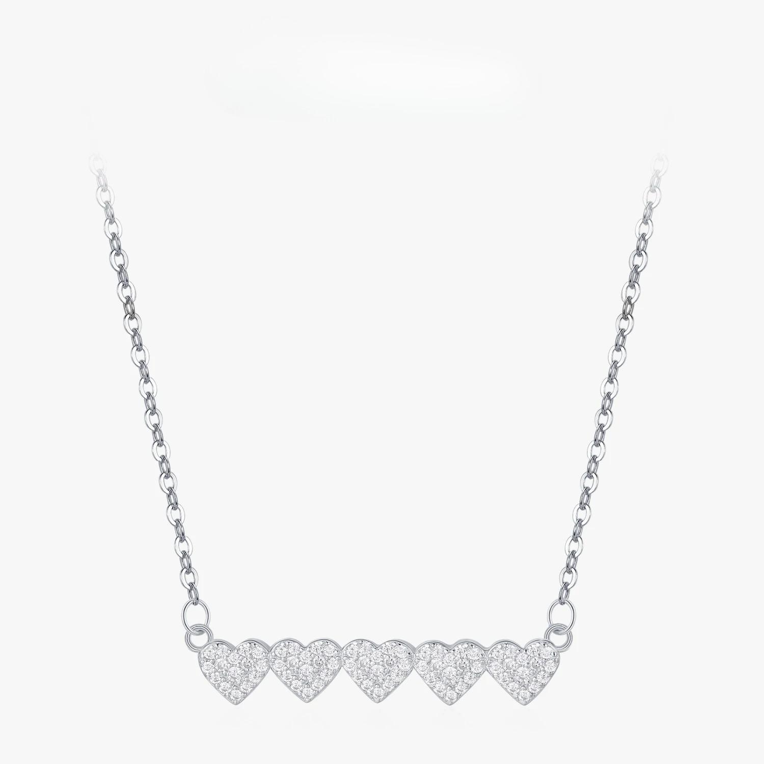

Ailmay Genuine Sterling Silver Romantic Heart To Heart Sparkling Zircon Pendant Necklace for Women Statement Jewelry Gift серебряный