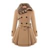 2024 Women's Plus Size Wool Coat Double Breasted Slim Fit Medium Length Fur Collar Windbreaker Fashion Outerwear