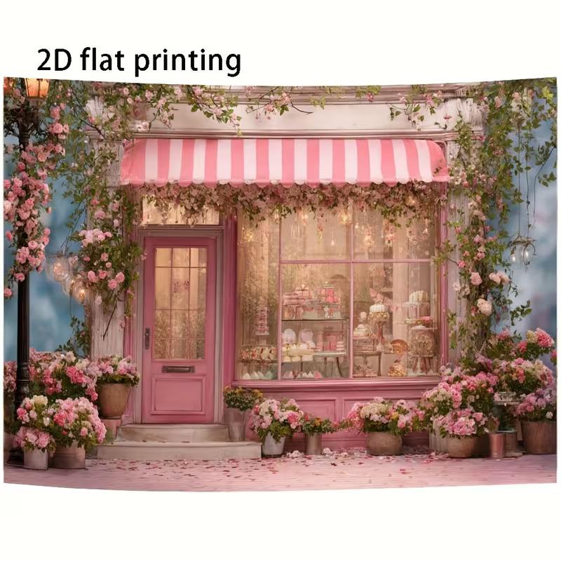2D Sweet Pink Bakery Backdrop Floral Shop Birthday Party Photo Booth Background
