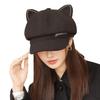 Retro Octagonal Hat with Big Head and Face In Autumn and Winter Small Beret Versatile Cat Ears and Baseball Cap