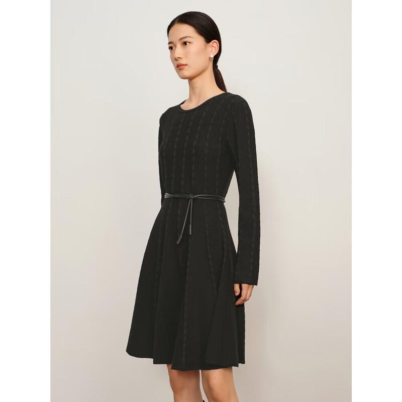 Anna Kou Elegant Wool Knit Round Neck Dress