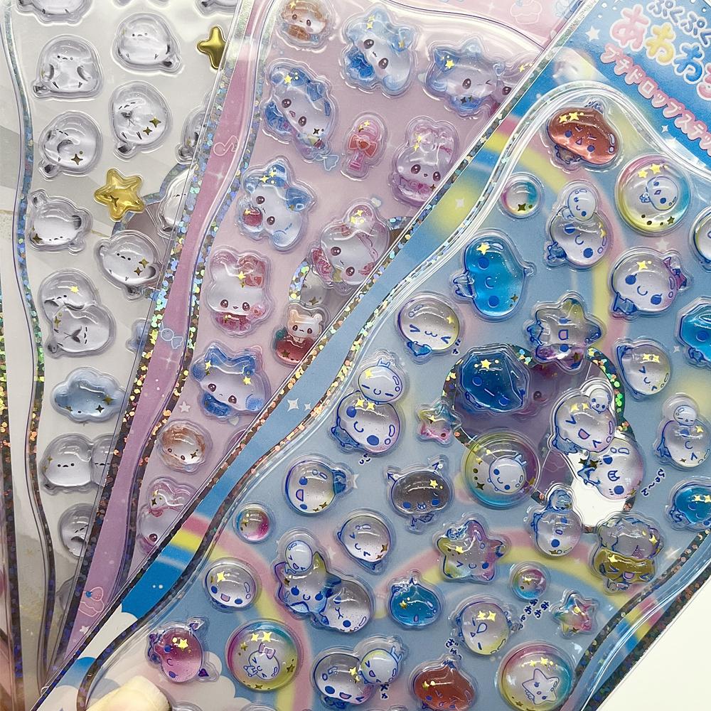 Latest Animation Water Drop 3D Ease Crystal Stickers Cute Refrigerator Sticker Handbooks Decoration Creativity Reward Plaything