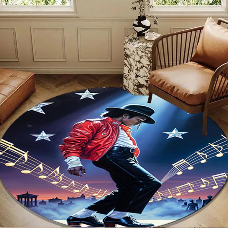 Jackson's Thriller Round Rug for Livingroom,Bedroom, Palyroom, Chair Rug, Area rug, Circle Carpet, Large Size Decor Fan Christmas gift